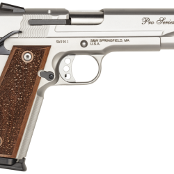 Smith & Wesson 178017 1911 Performance Center Pro  Full Size Frame 9mm Luger 10+1, 5″ Stainless Steel Barrel, Matte Silver Serrated Stainless Steel Slide & Frame w/Beavertail, Wood Grip