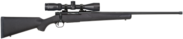 Mossberg 28244 Patriot w/Optic 6.5 PRC 4+1 24″ Matte Blued Fluted Threaded Barrel, Matte Blued Drilled & Tapped Receiver, Fixed Black Synthetic Stock, Vortex Crossfire II 3-9x40mm