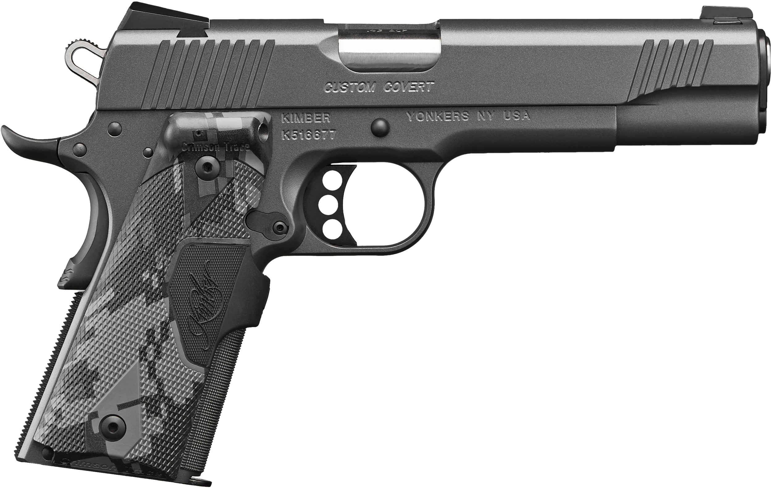 Kimber Mfg.,inc 3000235 Custom  45 ACP 7+1 5″ Stainless Front Serrations Charcoal Gray/KimPro II Slide Charcoal Gray/KimPro II Crimson Trace Urban Camouflage Grip