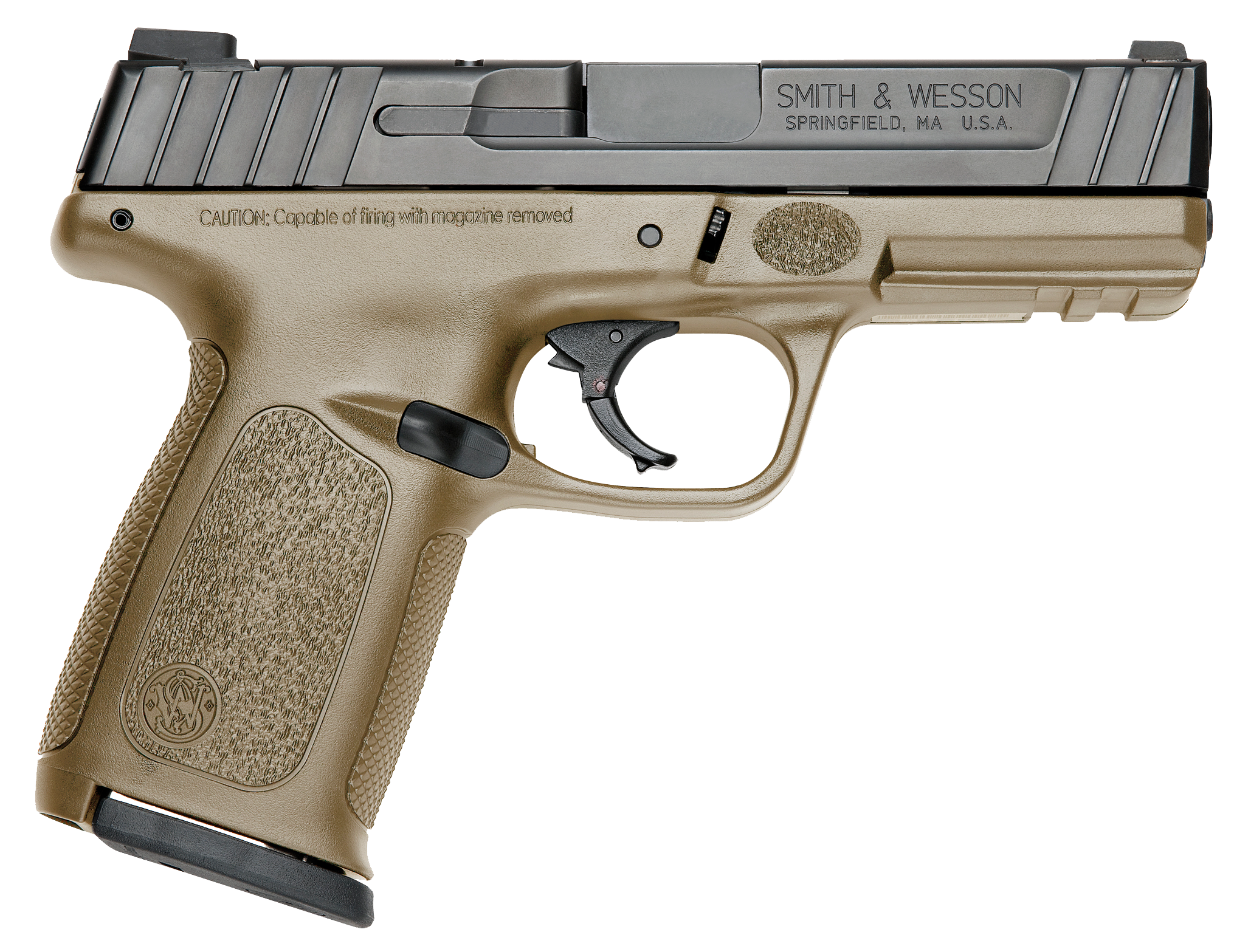 Smith & Wesson 11998 SD9  Compact Frame 9mm Luger 16+1, 4″ Black Armornite Stainless Steel Barrel & Serrated Slide, Flat Dark Earth Polymer Frame w/Picatinny Rail, FDE Textured Grip, No Safety